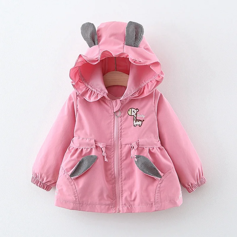 Pink Пальто для девочек; коллекция года; Модный Плащ; сезон весна-осень; Верхняя одежда принцессы с капюшоном для маленьких детей; куртки; Пальто-кардиган; S10362 - Цвет: Pink