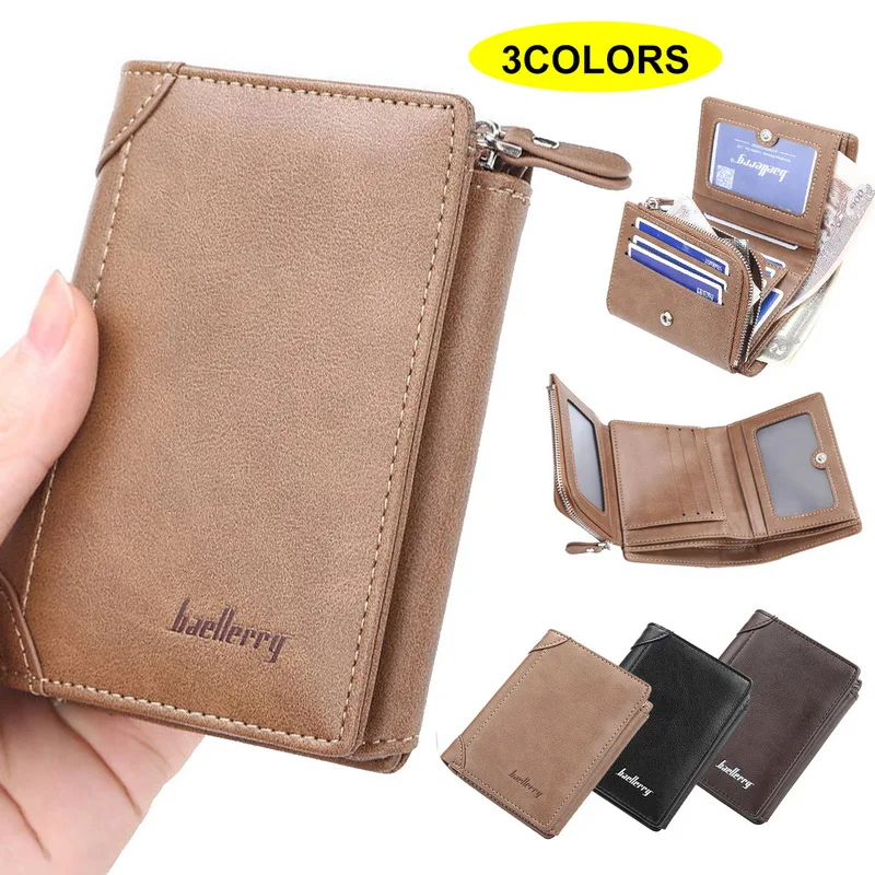

Baellerry Men's Leather Wallet Coin Wallet Women 2020 Coin Pocket Trifold Design Men Purse High Quality Ladies Card ID Holder