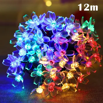 

Solar Flower Lights Waterproof LED Peach Blossom Flower Solar Fairy Decorative String Lights for Outdoor Gardens Homes G