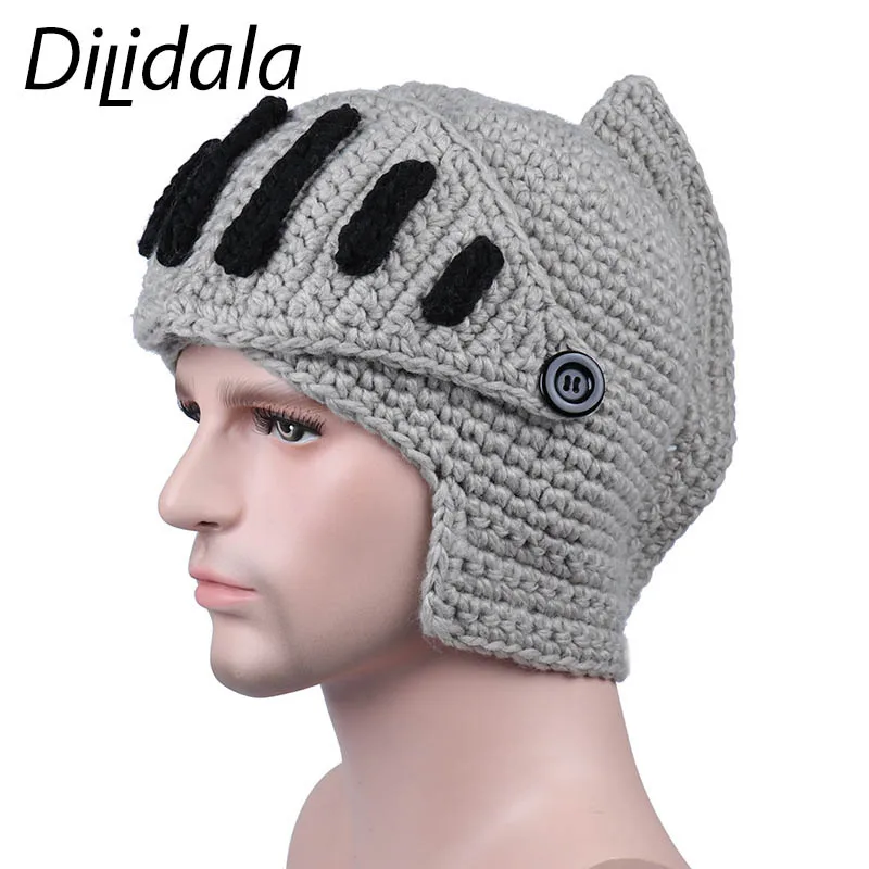 Dilidala, новинка, ручная работа, Вязаная мужская шапка, зимняя, Римский рыцарь, шапка, высокое качество, маска гладиатора, шапка, шапочки для отдыха