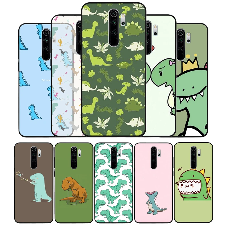 Cartoon dinosaur Soft Silicone black Phone Case For Redmi 4A 4X 5PLUS 5A NOTE 9S 9 8T 8 7 6 5 4 PRO best flip cover for xiaomi