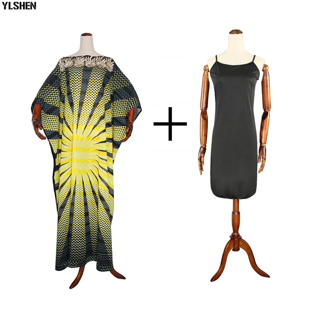 Long Muslim Dress African Dresses for Women Dashiki Stripe Print African Clothes Fashion Diamond Appliques Abaya Africa Clothing 03
