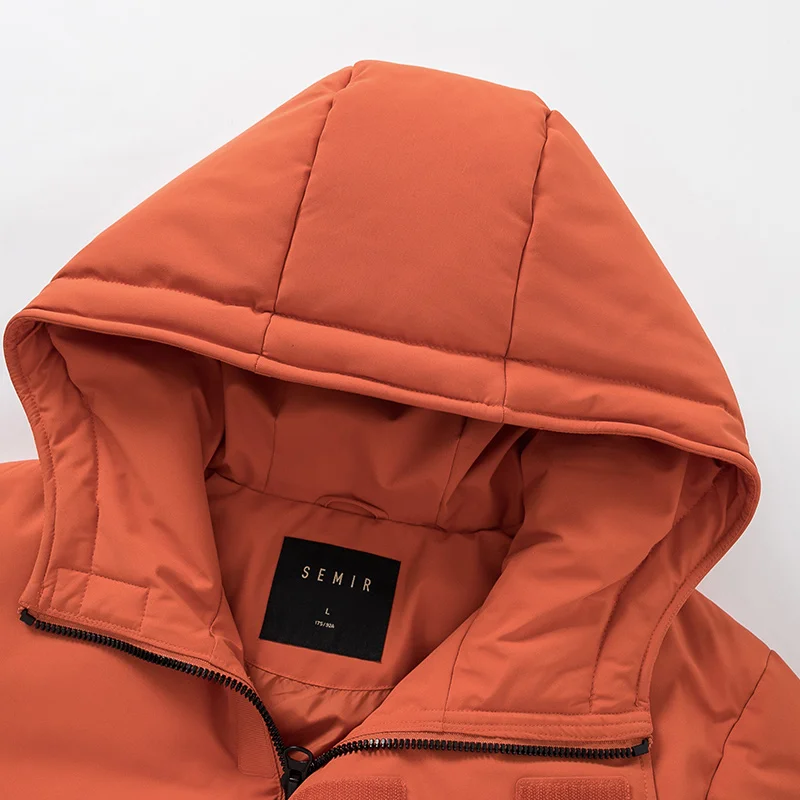 SEMIR, мужской пуховик,, зима, новинка, свободный, с капюшоном, с буквенным принтом, вышитая, теплая куртка, рабочая одежда, ветровка, пальто для мужчин