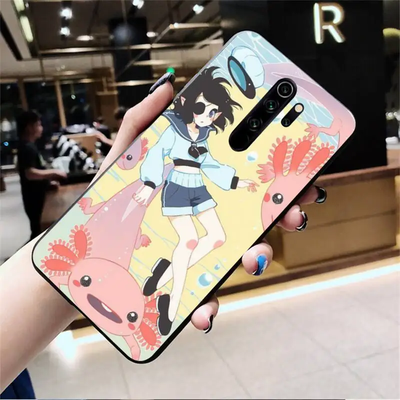 YJZFDYRM Cute Animal Axolotl Coque Shell Phone Case for Redmi Note 9 8 8T 8A 7 6 6A Go Pro Max Redmi 9 K20 xiaomi leather case cosmos blue Cases For Xiaomi