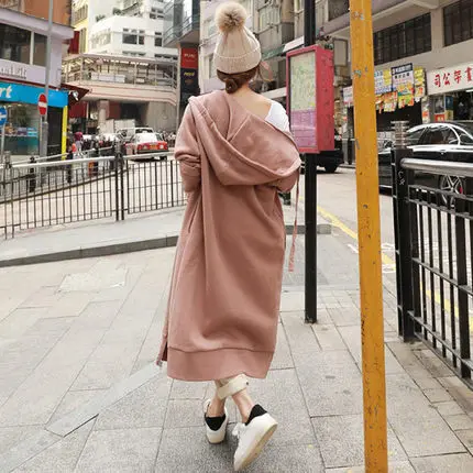 

Pure Charmaine Korean-style Spring And Autumn New Style Loose Casual Large Size over-the-Knee Long Hoodie Coat Women's Fashion