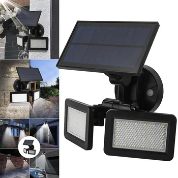 

Solar Motion Sensor Light Outdoor Waterproof 48 LED Radar Induction Dual Heads Light JA55