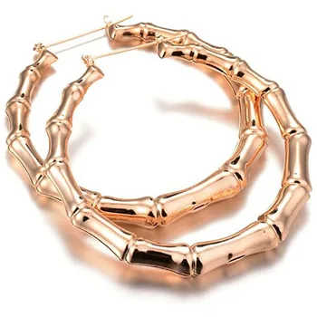 

Large Bamboo Joint Hoop Earrings Hip-Hop Big Circle Studs Earrings For Women Punk Party Fashion Jewelry