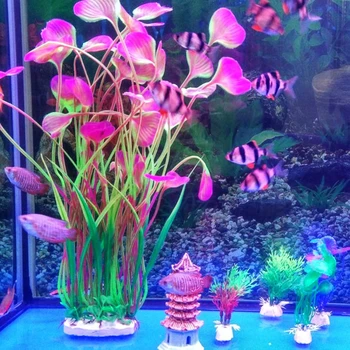 

Fish Tank Decoration Aquarium Artificial Aquatic Plastic Underwater Grass Plant Grass Ornament Submersible Landscape Decor #15