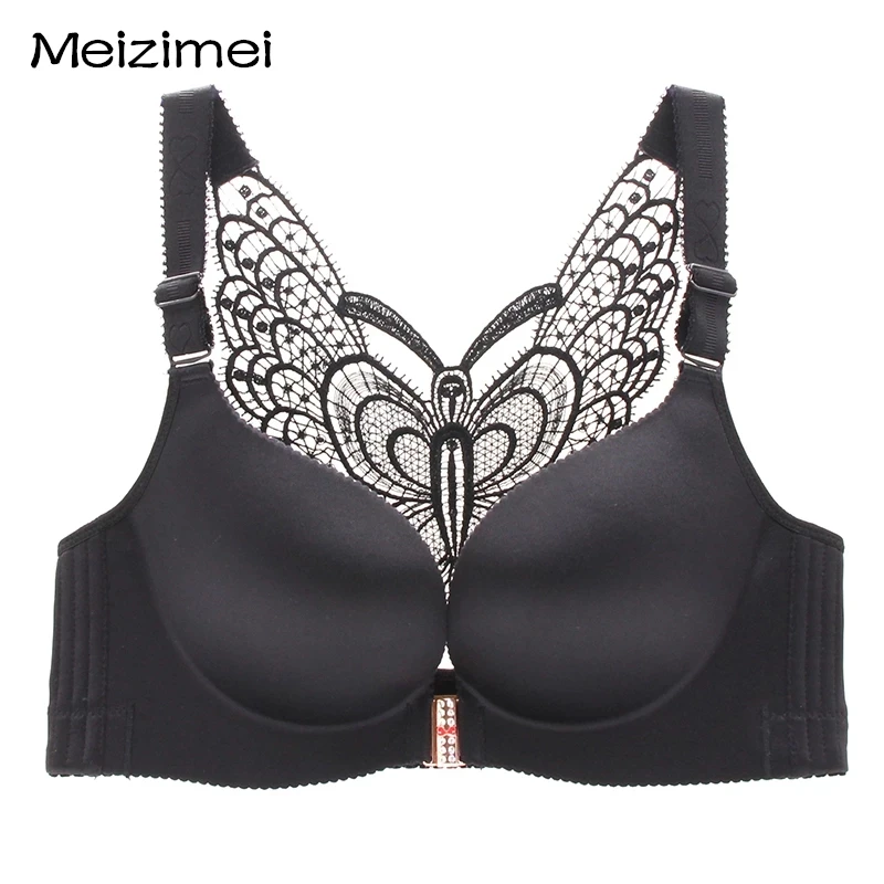 Pretty Comy Women Plus Size Sexy Push Up Bra Front Closure Butterfly  Brassiere Backless Bralette Breast Seamless Bras Large Size A B C D Cup  Brassiere