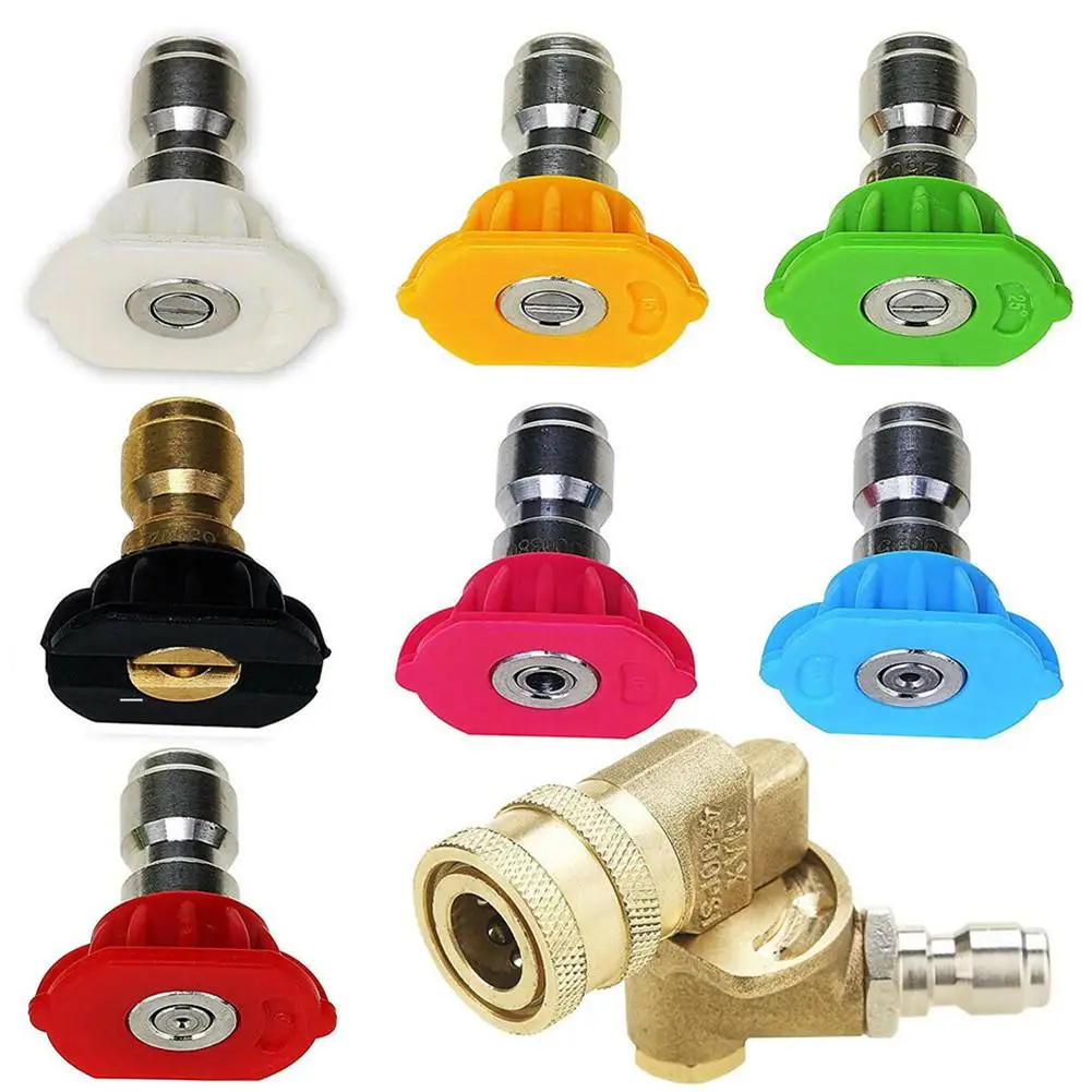 

7pcs Stainless Steel G1/4 Quick-connect Spray Nozzle High Pressure Clean Machine Water Gun Part Car Washing Connector For Garden