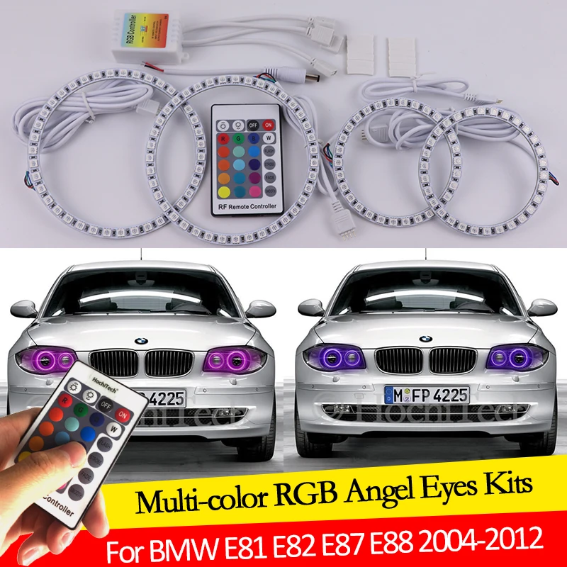 

Для BMW 1 серия E81 E82 E87 E88 2004-2012 Ксеноновые фары 16 цветов RGB Angel Eyes светодиодсветодиодный кольца Halo RF Беспроводное управление DRL