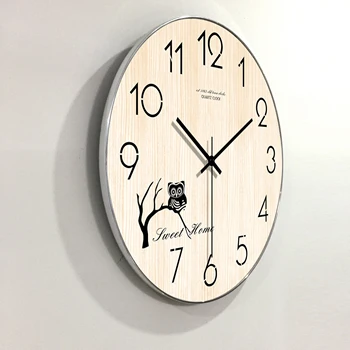 

Silent Cute Creative Wood Wall Clock Living Room Bedroom Modern Home Wall Watch Montre Murale Round Wood Clock Decor B60