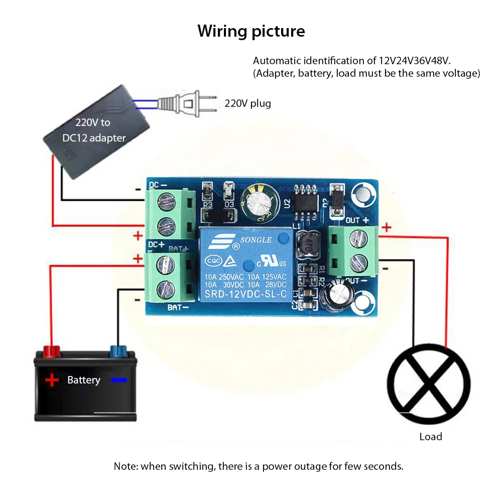 Automatic Switch Module DC 12V 24V 36V 48V 10A Power Supply Battery Controller Emergency Automatic Switch Module Power Module Power Supply Controller Automatic Switch Module DC 12V 24V 36V 48V 10A Power Supply Battery Controller Emergency Automatic Switch Module Power Module Power Supply Controller