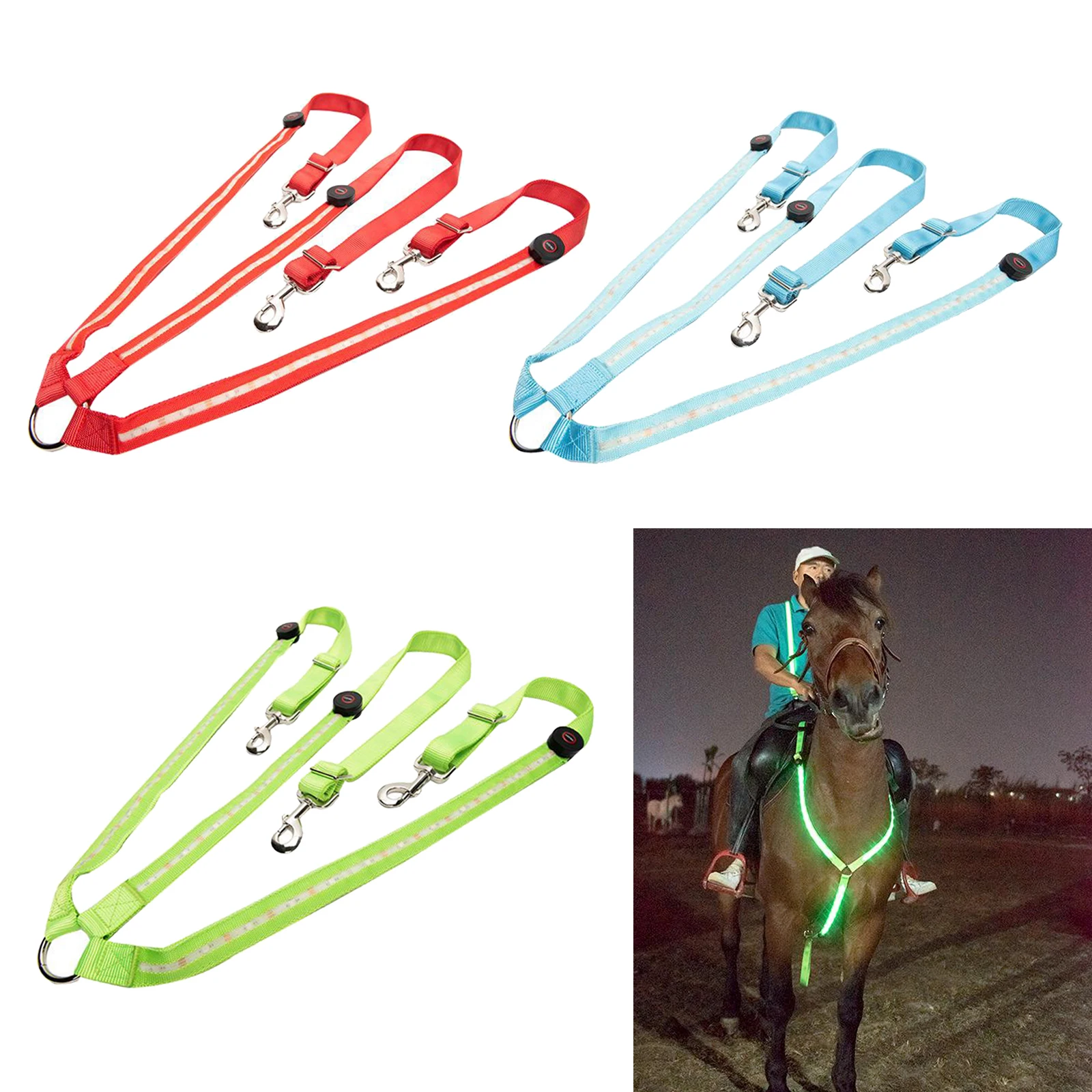 Bright LED Horse Breastplate Collar Halter Chest Harness Bridle Belt