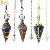 CSJA Esotéricos péndulo de cristal adivinación 7 Chakras cuentas de Chip Natural colgante de resina péndulo Pendulos radiestesia joyería S832 1