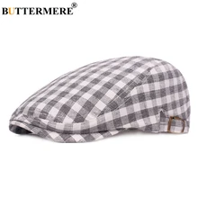 BUTTERMERE, женские клетчатые береты, красные хлопковые шапки из плюща утконоса, мужские повседневные регулируемые клетчатые Повседневные Классические Летние Осенние плоские шапки