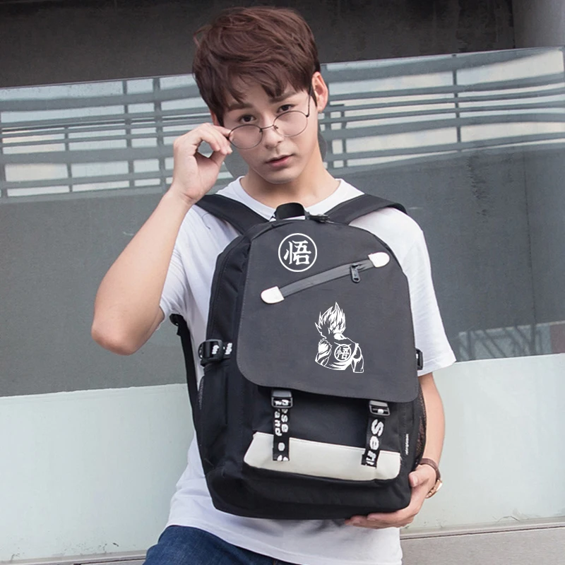 IMIDO Dragon Ball Z рюкзаки светящиеся студентов мультфильм зарядка через usb плечи рюкзак черный дышащий обратно в школу сумка