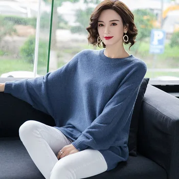 

Loose Lazy Wind Sweater Girls Enlarge Skinny Bat Sleeve Knitting Shirt For Women Solid Color Loose Tops Female