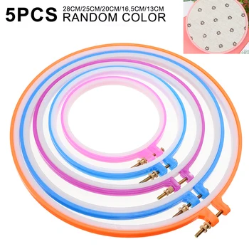 

5pcs/set 13cm~28cm Plastic Embroidery Hoop DIY Embroidery Tool Plastic Cross Stitch Hoop Frame Set Kit Random Color