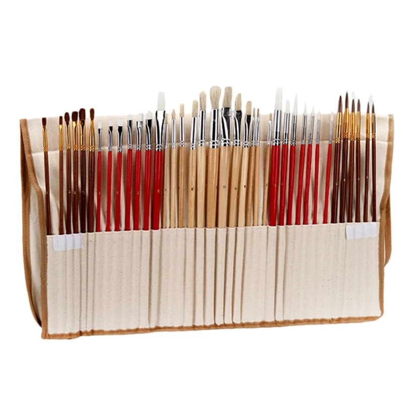 

38 Pcs Face and Body Painting Paint Brushes Art Set for Acrylic Watercolor Oil Gouache