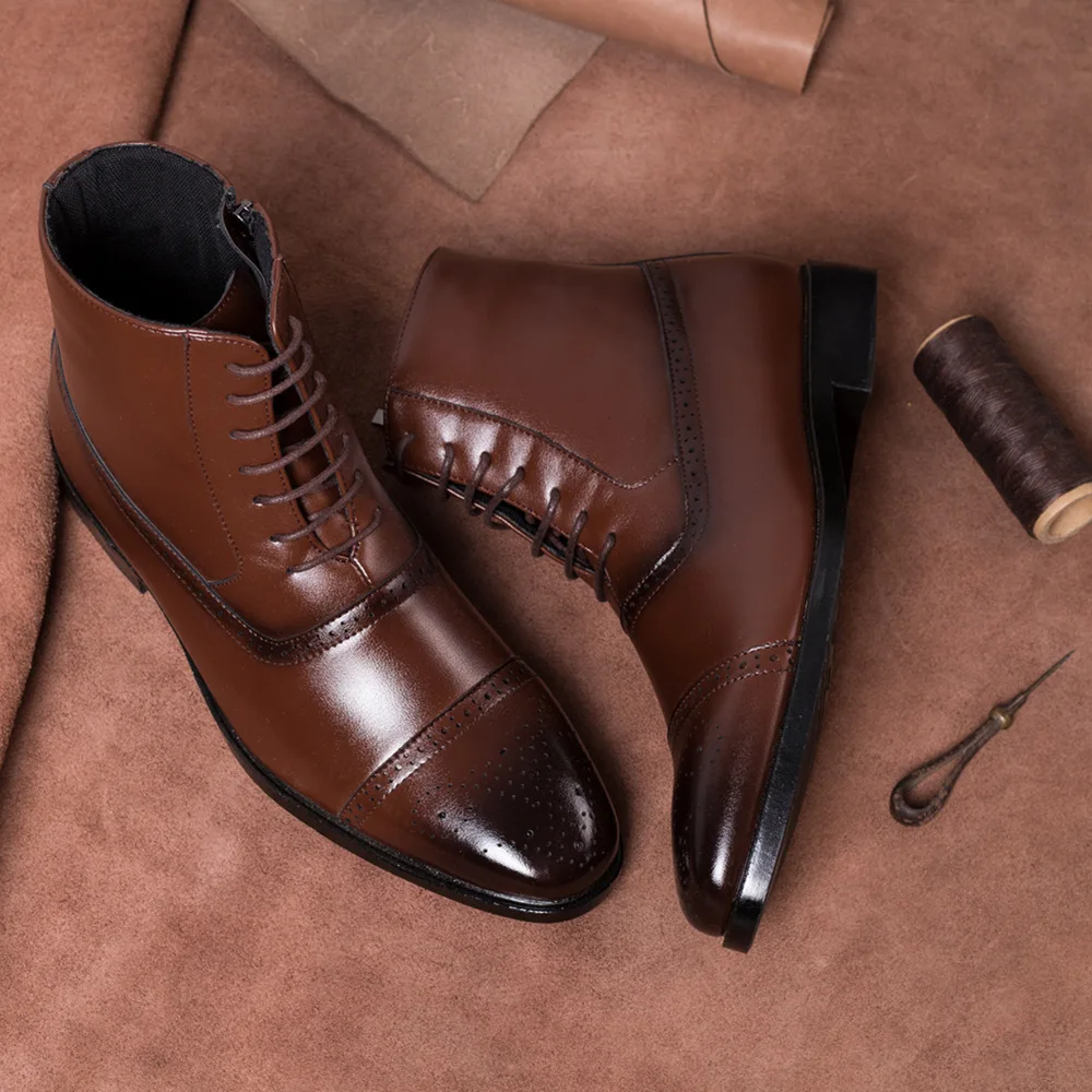 Рабочая обувь; зимние ботинки для мужчин; большое плюшевое теплое зимнее обувь; мужские коричневые винтажные мужские ботинки; безопасная обувь; tyh7 - Цвет: Dark Brown