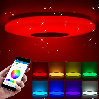 

RGB Embedded Round Star Remote Bluetooth Full Color Ceiling Light For Home Kitchen Smart Music Speaker LED Ceiling Light 36-60W