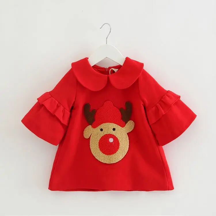 2020NewChildrensClothingWinterBabyGirlsRedNewYearDressPlus