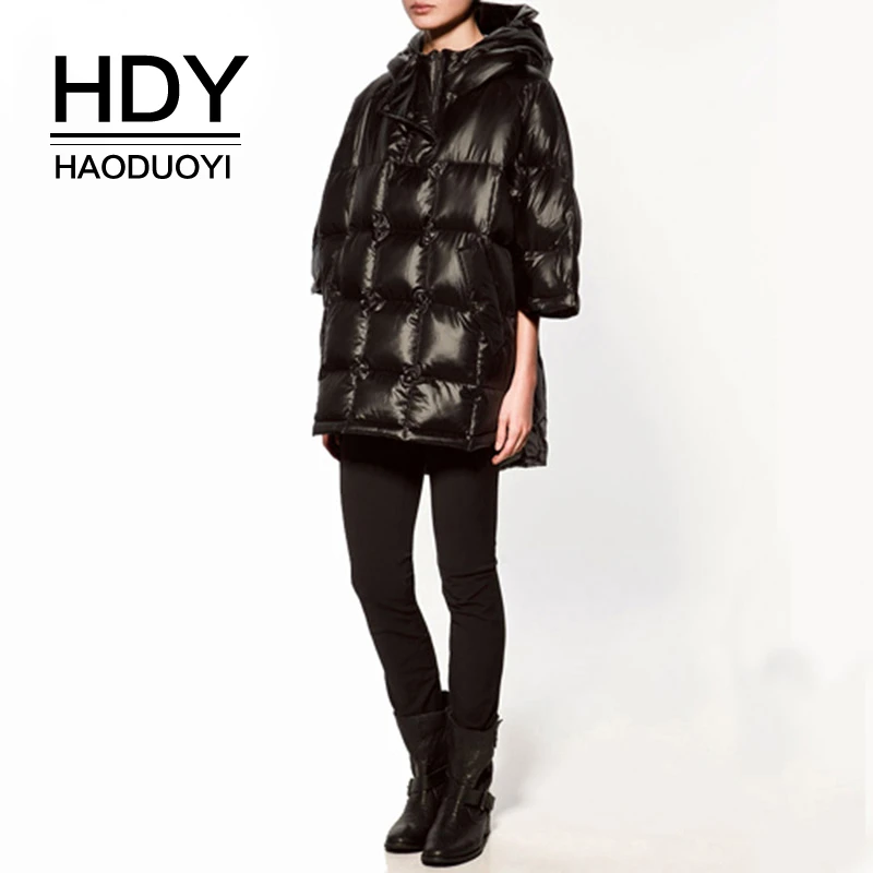 

HDY Haoduoyi 2019 New Arrival Winter Warm And Wild Models Fashion Bat Type Cape Cloak Thick Women's Clothing Loose Down Jacket