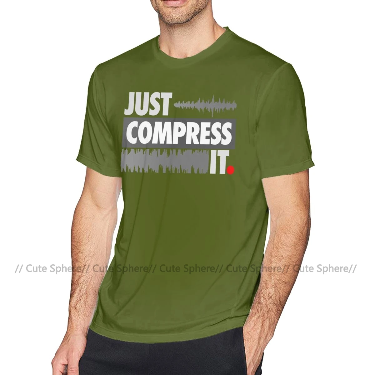 Футболка Just Dance, футболка Just Compress It, мужская повседневная футболка, милая, негабаритная, хлопковая футболка - Цвет: Army Green