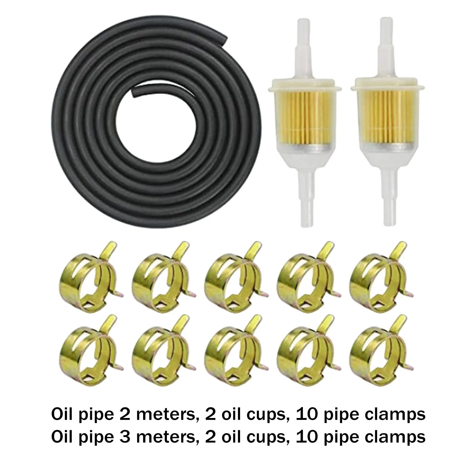 Fuel Line Hose Set 2x 8mm Oil Filters 10pc Hose Clamps for Lawn Mowers