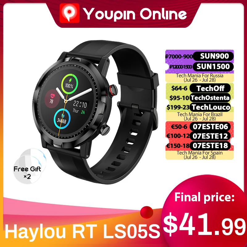 Новейшие умные часы Youpin 2021 Haylou RT LS05S с функциями измерение уровня кислорода в