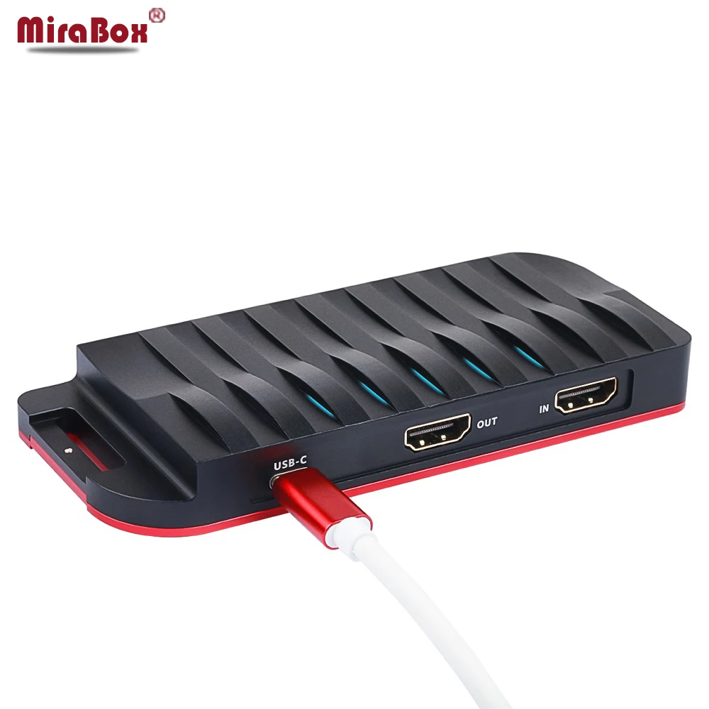 Карта захвата Mirabox USB-C/type-C HDMI 4K 30FPS, HD 1080P 60FPS, HDMI Игровая видеокарта с микрофонным входом и HDMI сквозной