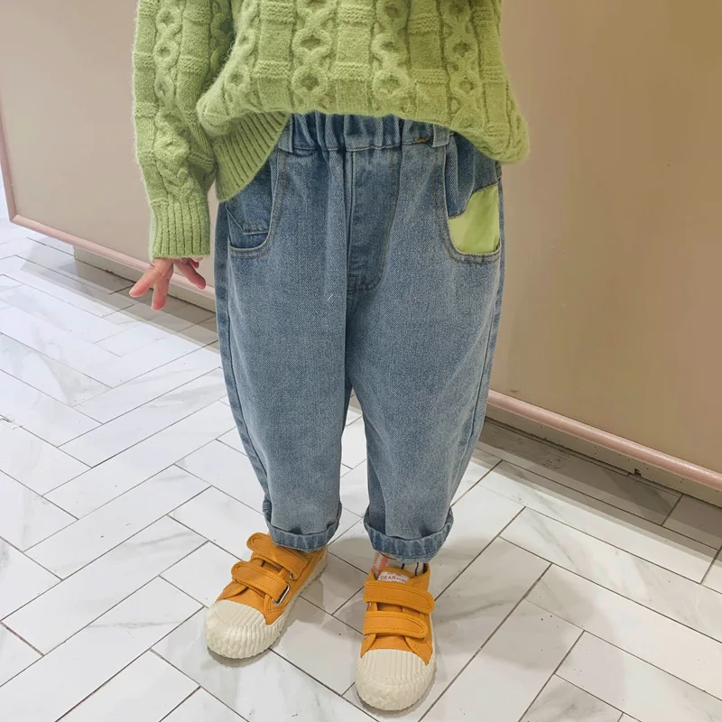 Kids Jeans Baby Girls Loose Harem Pants Boys Clothing Children Fall Winter Casual Toddler Ruffle Jeans Denim Elastic Trousers