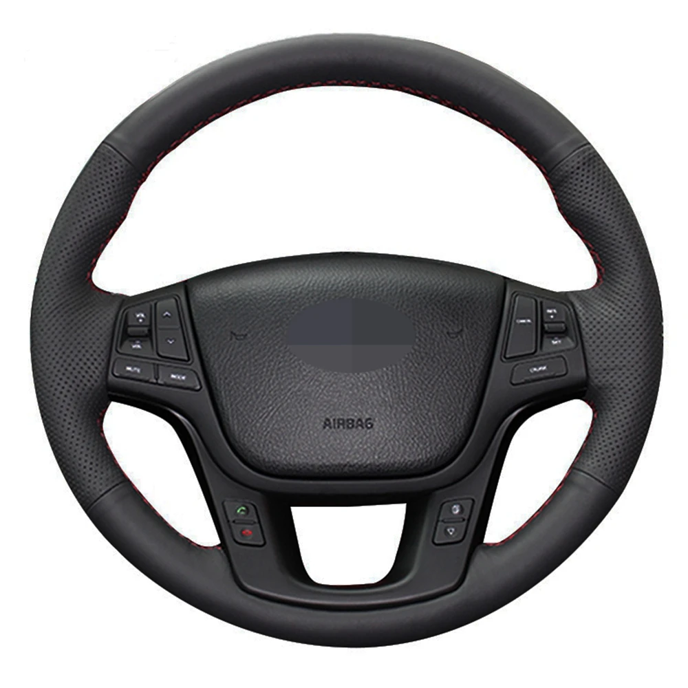 Car Steering Wheel Cover DIY Black Genuine Leather For Kia Sorento 2009-2014 | Автомобили и мотоциклы
