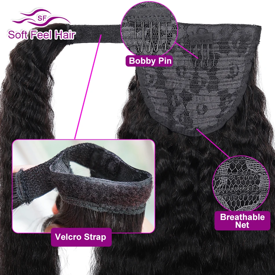 Cena Kinky prosto kucyk zapięcie na haczyk i pętlę człowieka peruka z kucykiem przedłużanie włosów Remy brazylijski kucyk dla kobiet miękkie w dotyku włosy