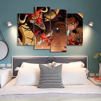 

Luffy VS Kaido ONE PIECE Anime Poster Cartoon Wall Sticker Kids Bedroom Wall Decor Paintings Comics Dragon Picture Wall Art