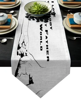 

Father'S Day Holding Hands Big Hands World'S Best Dad Table Runner Table Flag Home Party Decorative Tablecloth Table Runners