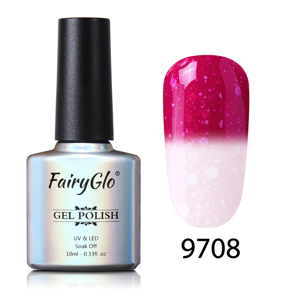 9708 FairyGlo 10 мл Снежный термальный Гель-лак для ногтей Хамелеон Изменение температуры Цвет Гель-лак УФ-гель для дизайна ногтей лак Эмаль лак - Цвет: 9708
