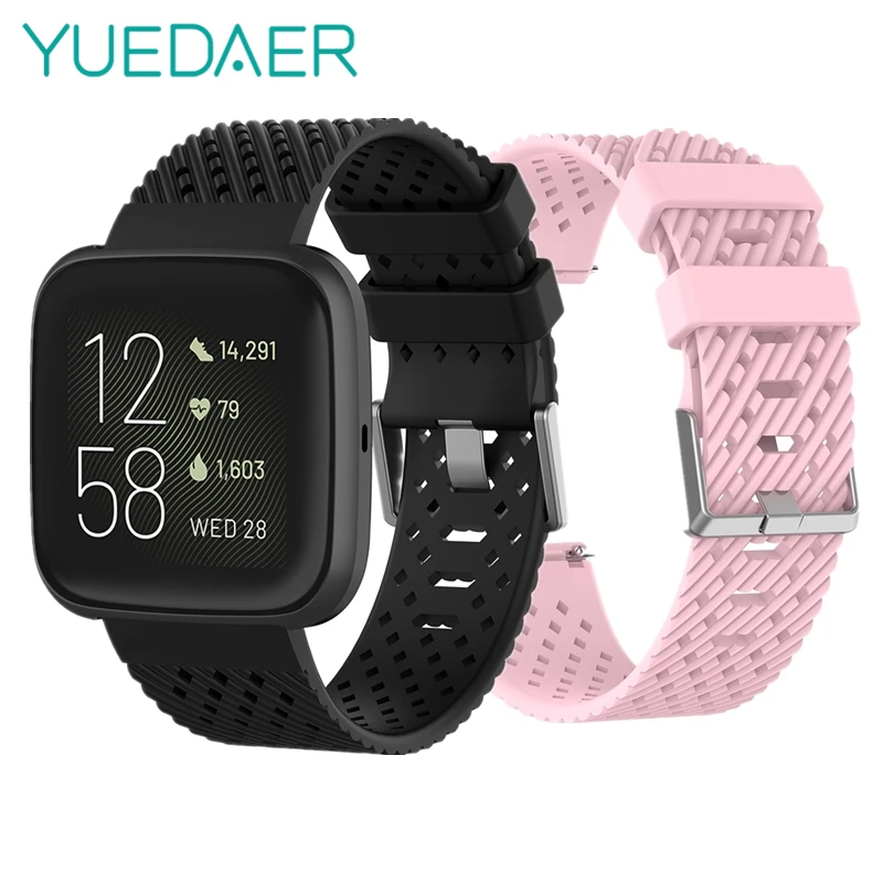 Воздухопроницаемый силиконовый ремешок YUEDAER для Fitbit Versa / Lite 2 мягкий из ТПУ черный