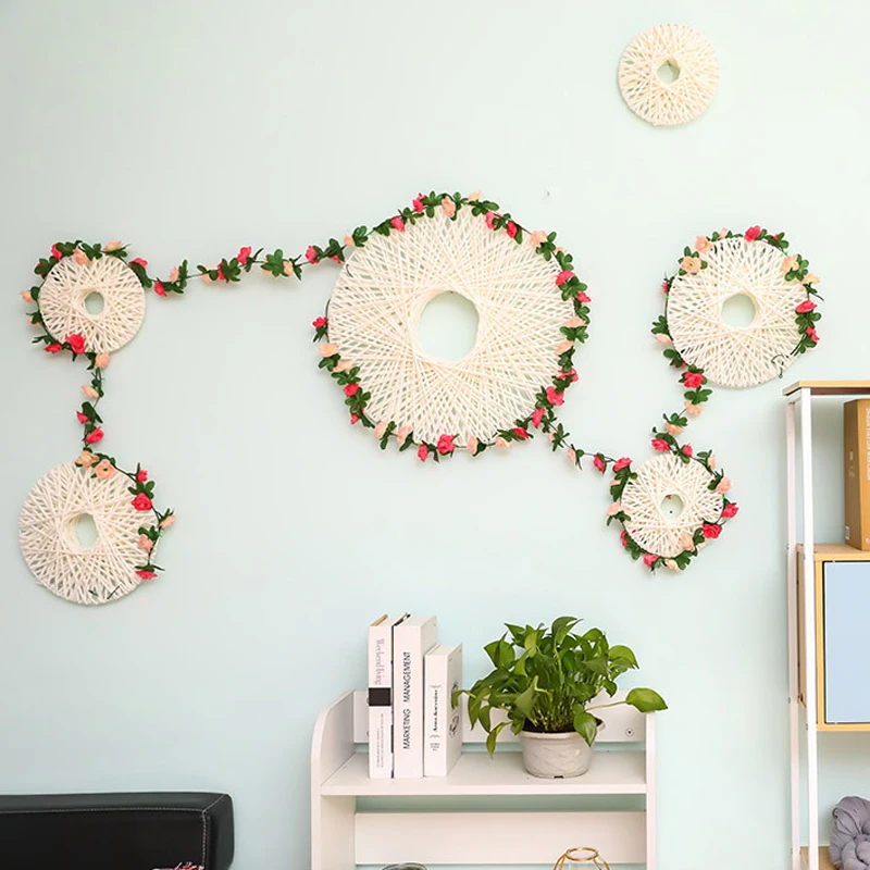 2.4m Flower Artifical Rose Rattan Hanging Photography Prop Bedroom Wall Decor 