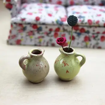 

Mini Cute Ceramic Flower Vase Model Toy Dollhouse Miniature Decor Accessory