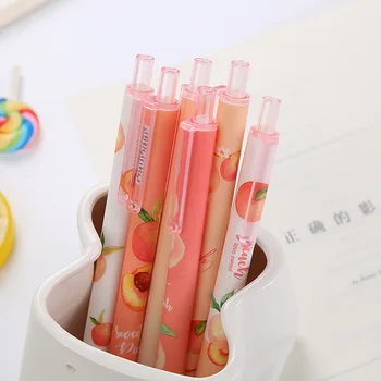 

36 pcs/lot Kawaii Peach Press Gel Pen Cute 0.5 mm black Ink Signature Pens Promotional Gift Stationery School Supplies