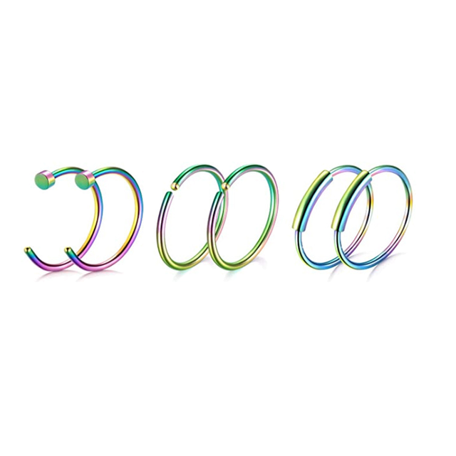 Nose Piercing Ring Nose Nails Piercing Crystal Nose Stud Pack 20G L Shape Nose Rings Set Heart Nostril Cruve L Shape