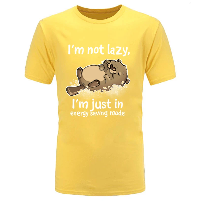 Energy_Saving_Mode_1551 Tops T Shirt Classic Round Collar Leisure Short Sleeve 100% Cotton Men Tshirts Custom Tee-Shirts Energy_Saving_Mode_1551 yellow