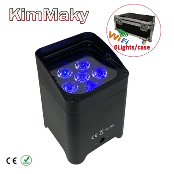 

6light/case Par DMX RGBWA UV 6IN1 LED Par Light Mini 6x18w Wireless DMX Battery Power led up light