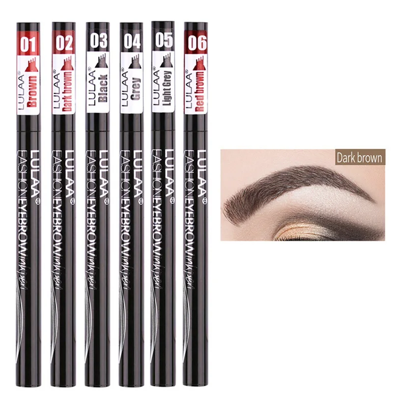 

Natural Microblading Eyebrow Tattoo Pen 4 Fork Tips Fine Sketch Waterproof Liquid Eyebrow Pencil Cosmetics