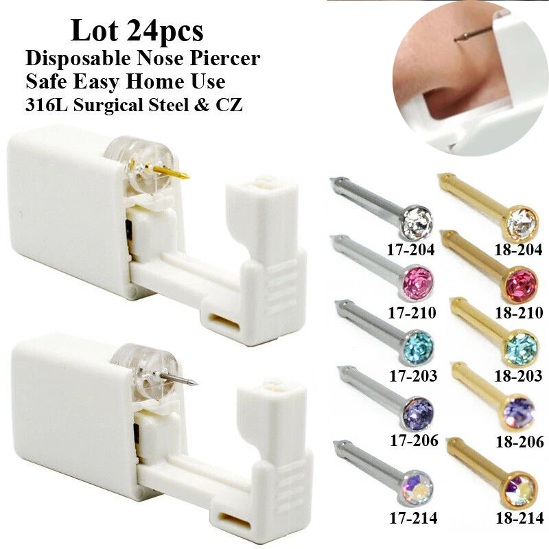Nose Piercing Gun Disposable Safe Sterile Piercing Unit For Self Nose