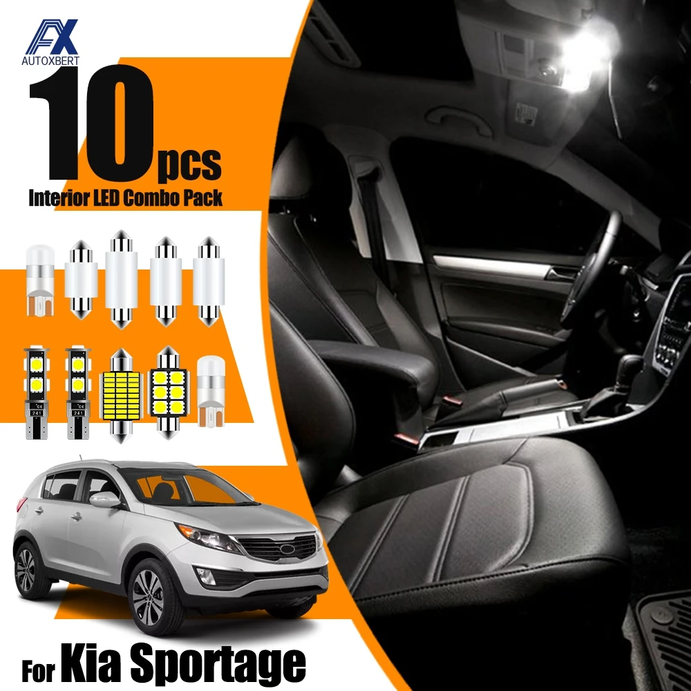 10 шт. комплект внутреннего освещения светодиодный пакет для Kia Sportage SL QL 2010- купол багажник боковой маркер задний тормоз лампы