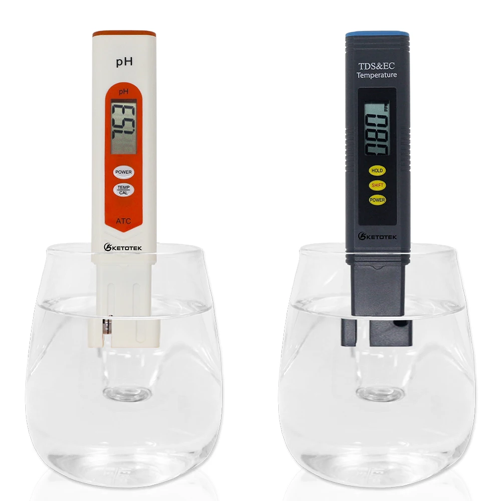 

PH Tester 0.00-14.00pH TDS&EC Meter C/F Thermometer ATC Portable Pen Digital Water Quality Analyzer Purity Measuring Tool
