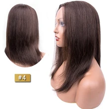 Парики из коротких волос, парики из человеческих волос, парики из натуральных волос, средняя часть, светло-коричневый#4 цвета, не парики Реми 12-16 дюймов